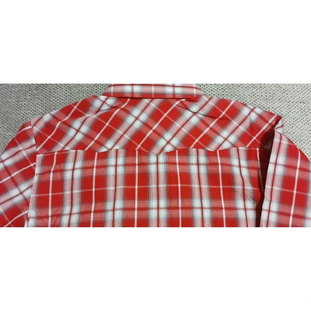 Gioberti Western Plaid Shirt Kids‎ Boys Red White Long Sleeve Snap Button Up NWT
